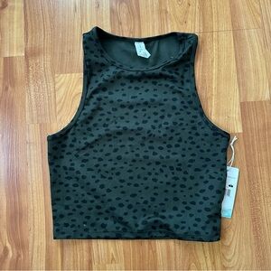 ASOS Olive Green Sleeveless Crop Tank with Black Spot Print